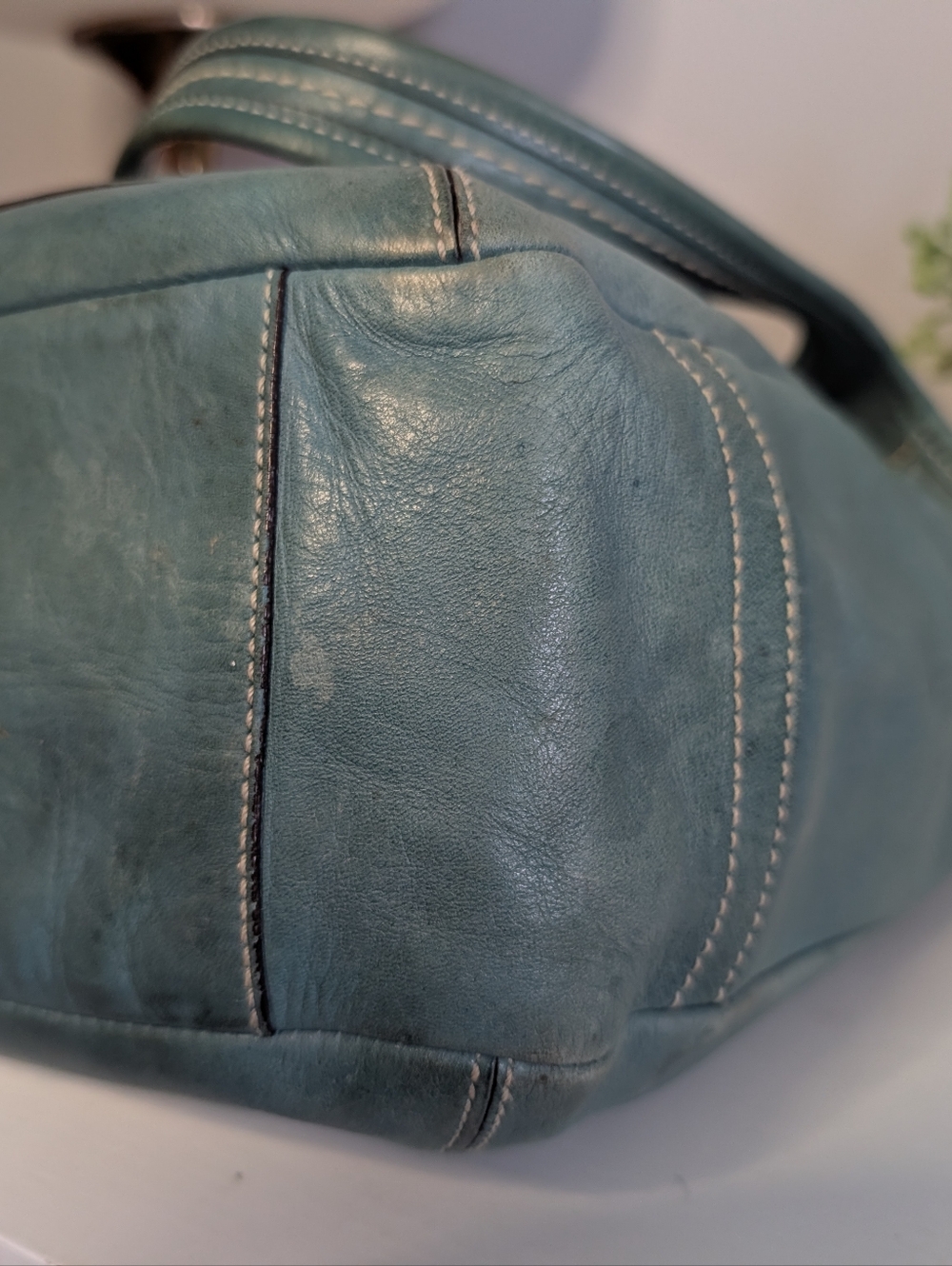 Coach Vintage 2006 Legacy Ergo Teal Leather Tote, Fair Condition - Picture 9 of 16